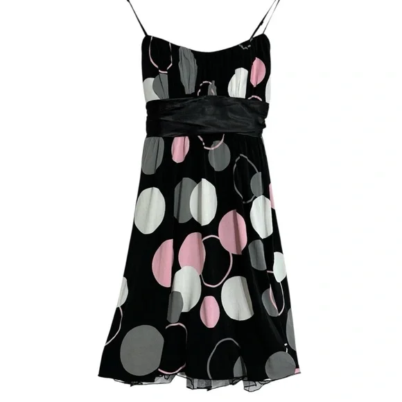 Ruby Rox Black Pink White Gray Polka Dot Tulle Hem Dress Vintage Y2K Size Small - Picture 1 of 7